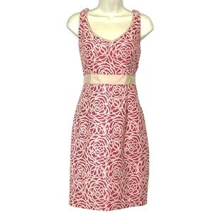 Maggie London 🩷 Pink and Ivory Tapestry Roses Print Dress, size 10